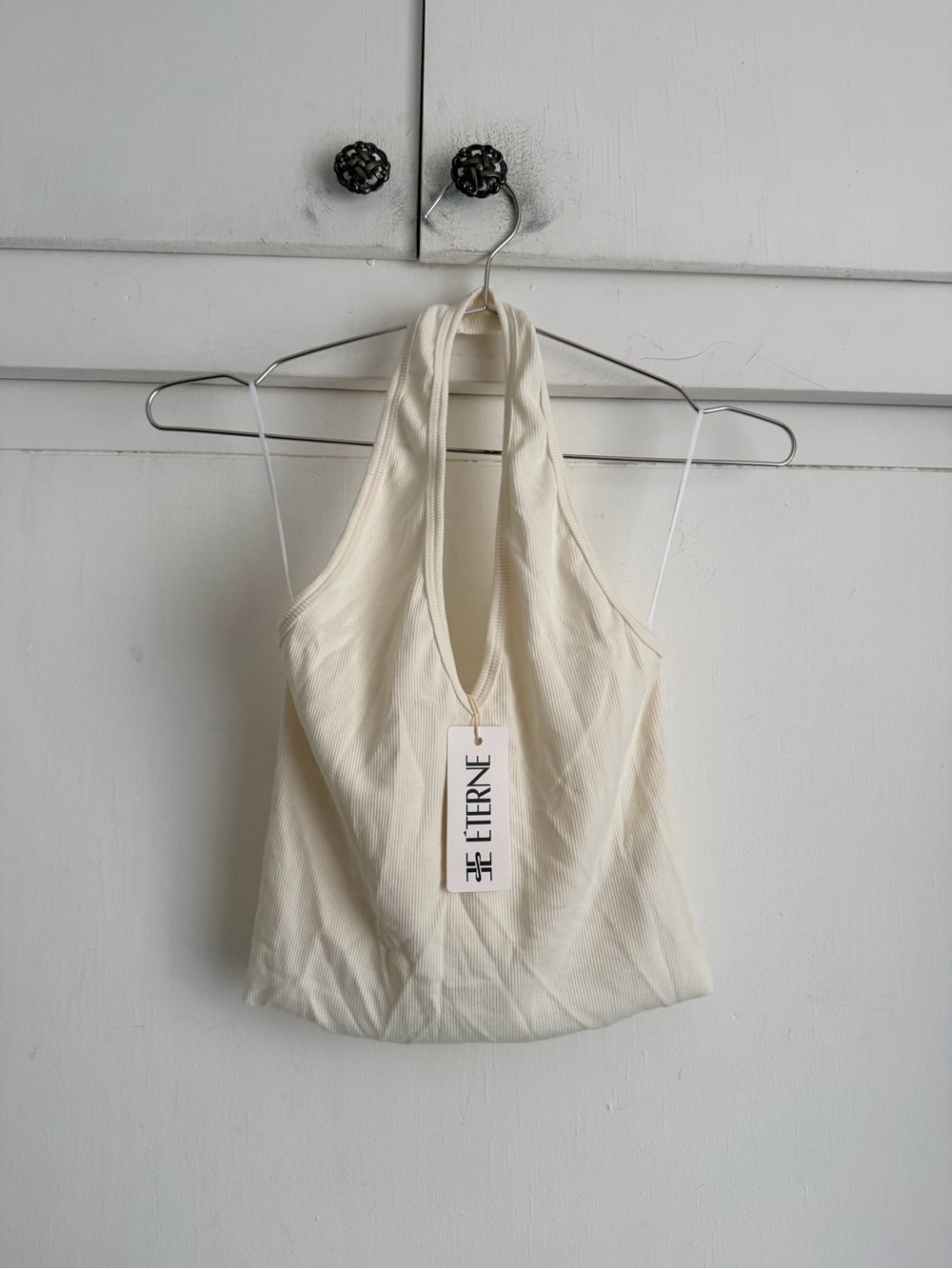 Eterne Cropped Halter Top - Cream